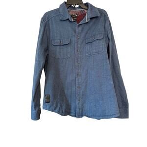 KAVU Slate Blue Long Sleeved Slate Blue Buttoned Up Men's SzXL